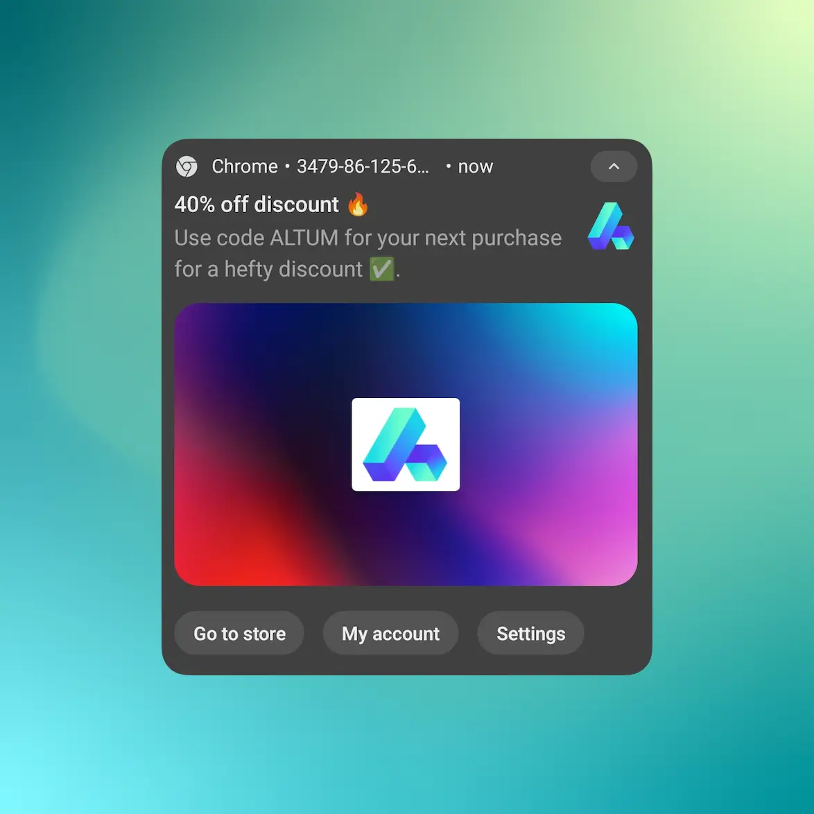 Screenshot of the app sending Vginius Web Notify